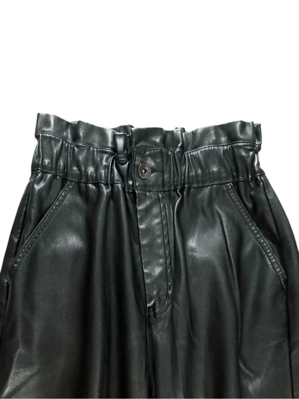 Zara Black Faux Leather Paperbag High Rise Size 0 XS